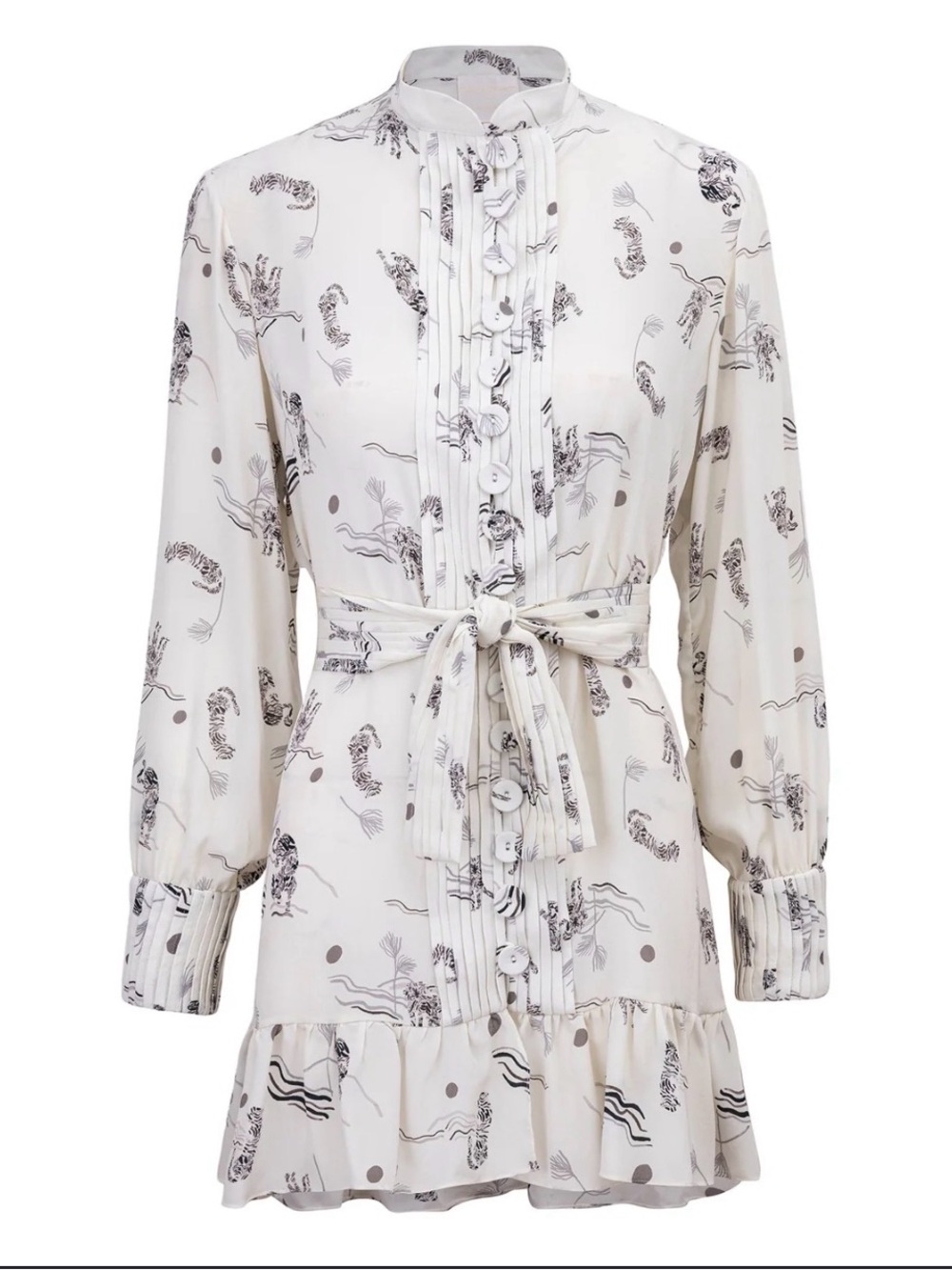 Off-White Silk Dress Printed Luxury Swim Coverup